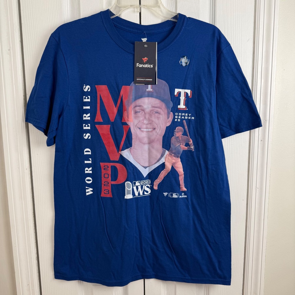 NWT Fanatics Men's Medium Corey Seager MVP World Series 2023 T Shirt Official